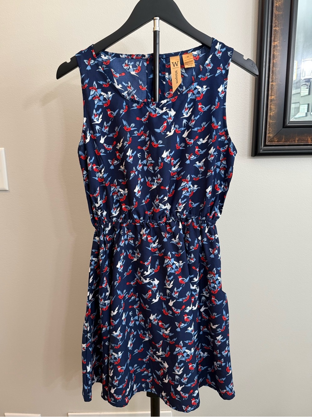 Whispers Women’s Navy Floral Sleeveless Mini Dress Medium